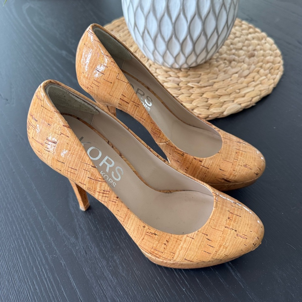 KORS Michael Kors Cyprien Cork Heels Size 7,5